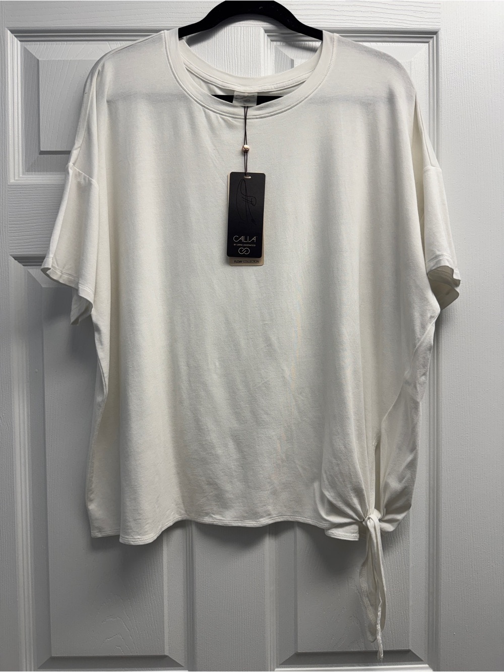 CALIA by Carrie Underwood White Short Sleeve Tie-Hem Tee